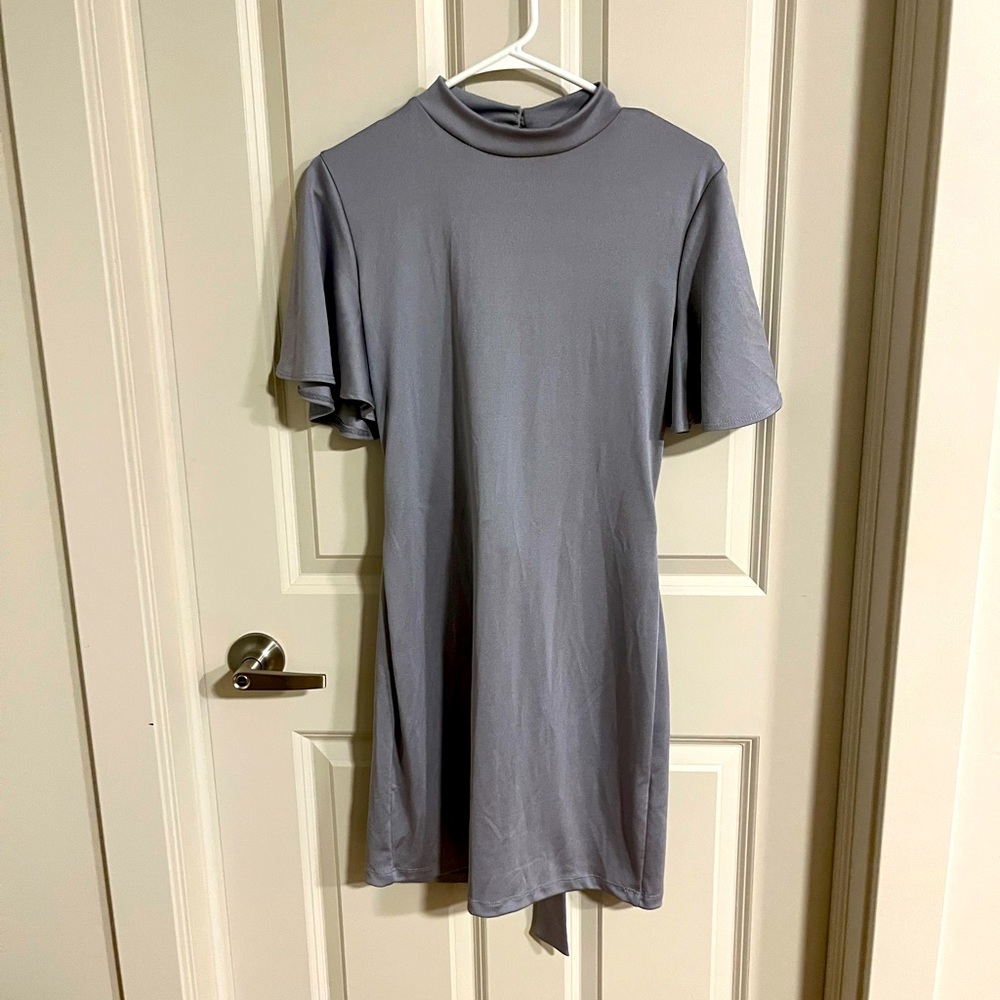 Grey/blue open back dress